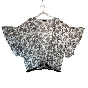 Boho Cottagecore Floral Kimono Open Front Bell Sleeve Cover Up One Size